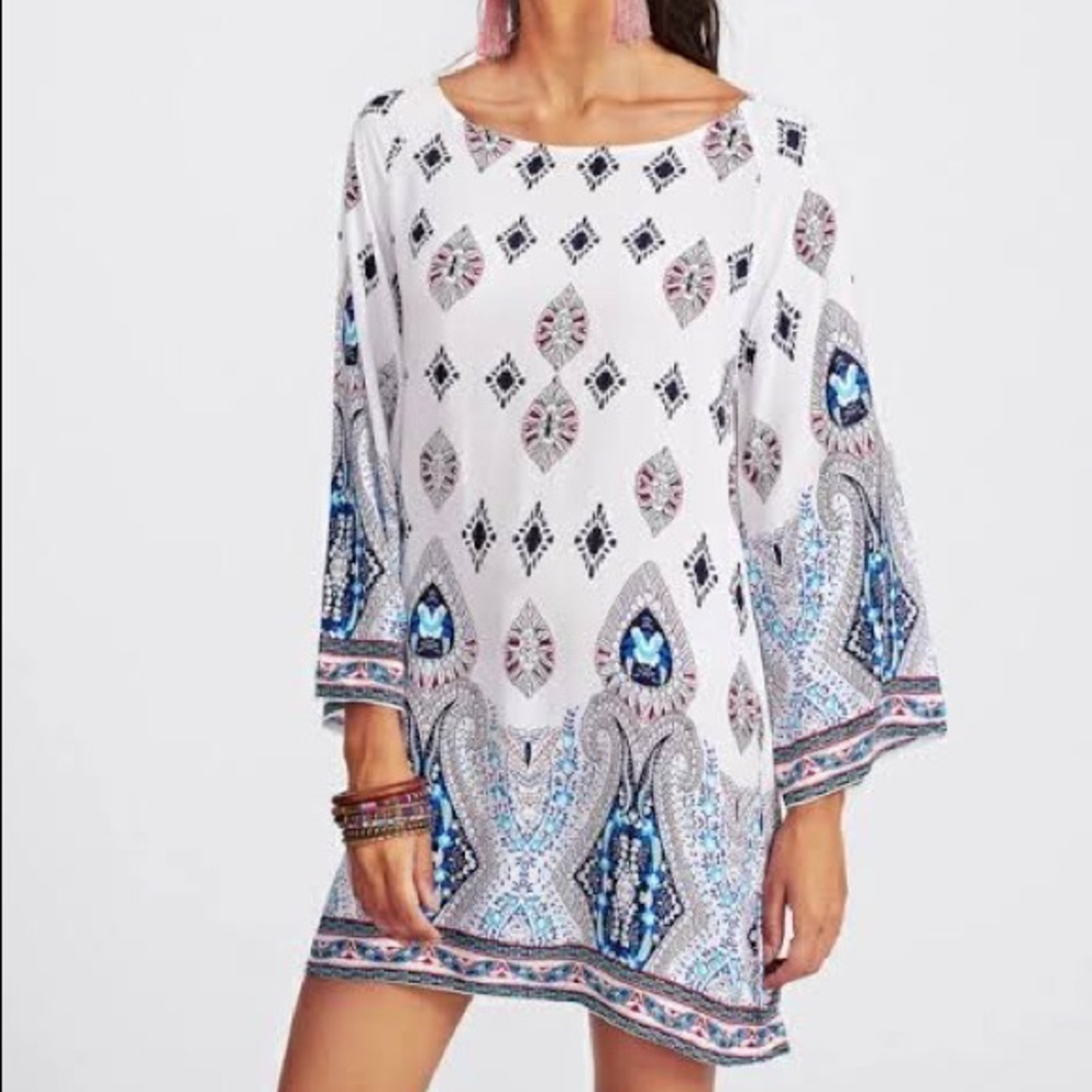 Jealous Tomato Long Sleeved Tribal Print Dress